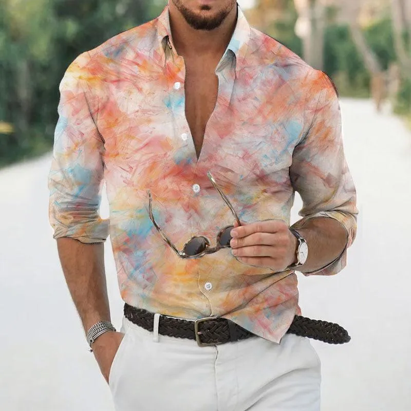 Men's Printed Lapel Long Sleeve Casual Shirt 02254665Z sold by Manly product image thumbnail 4