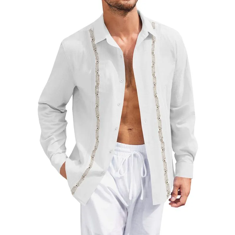 Men's Solid Lapel Long Sleeve Shirt 13180165Z sold by Manly