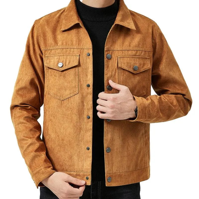 Men's Vintage Suede Brushed Lapel Single Breasted Jacket 63506956M sold by Manly