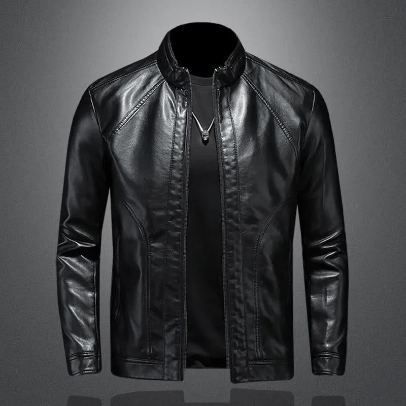 Men's Stand Collar Biker Leather Jacket 17819363X sold by Manly product image thumbnail 3