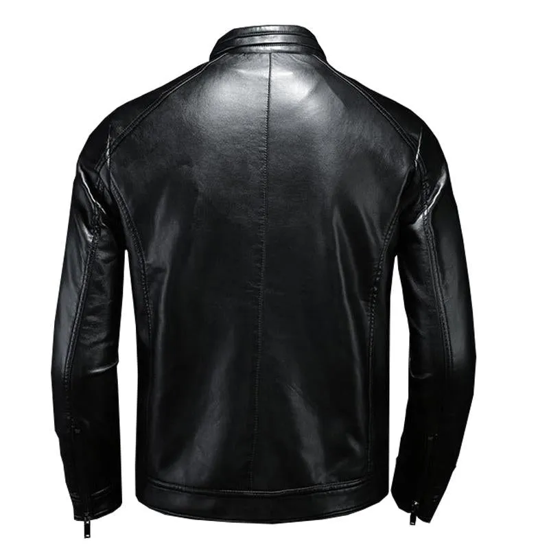 Men's Stand Collar Biker Leather Jacket 17819363X sold by Manly product image thumbnail 2