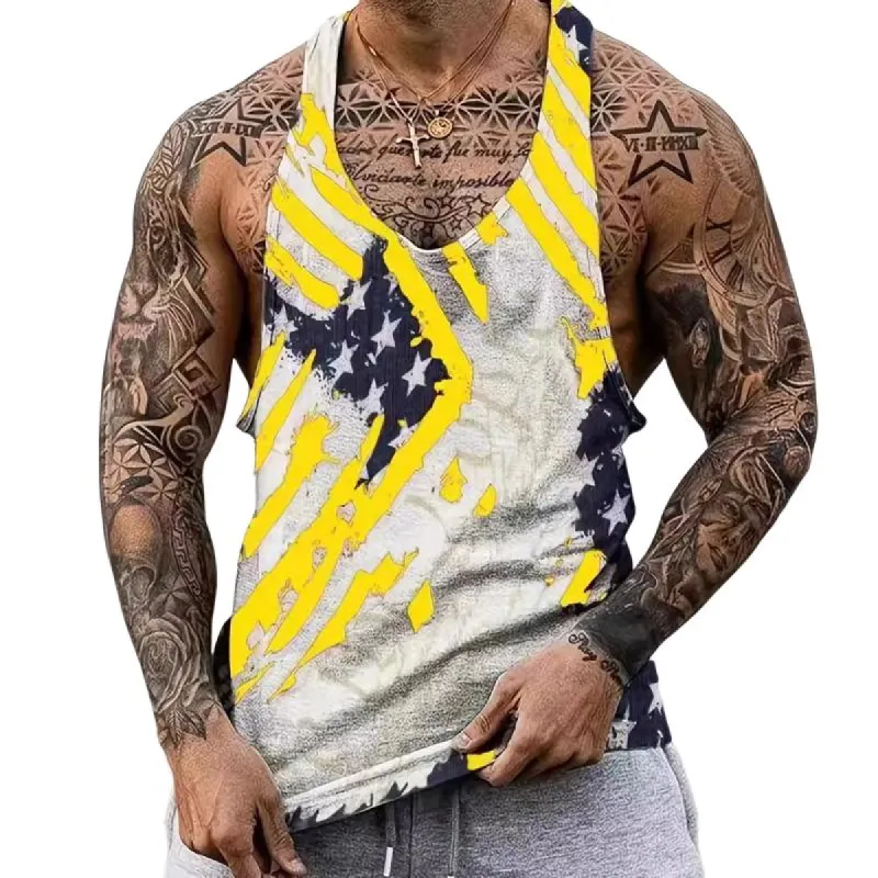 Men's Round Neck Printed Bottoming Tank Tops 11905055X sold by Manly