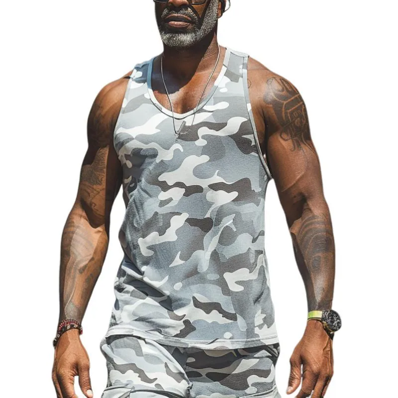 Men's Casual Sports Crew Neck Camouflage Tank Tops 54309070X sold by Manly