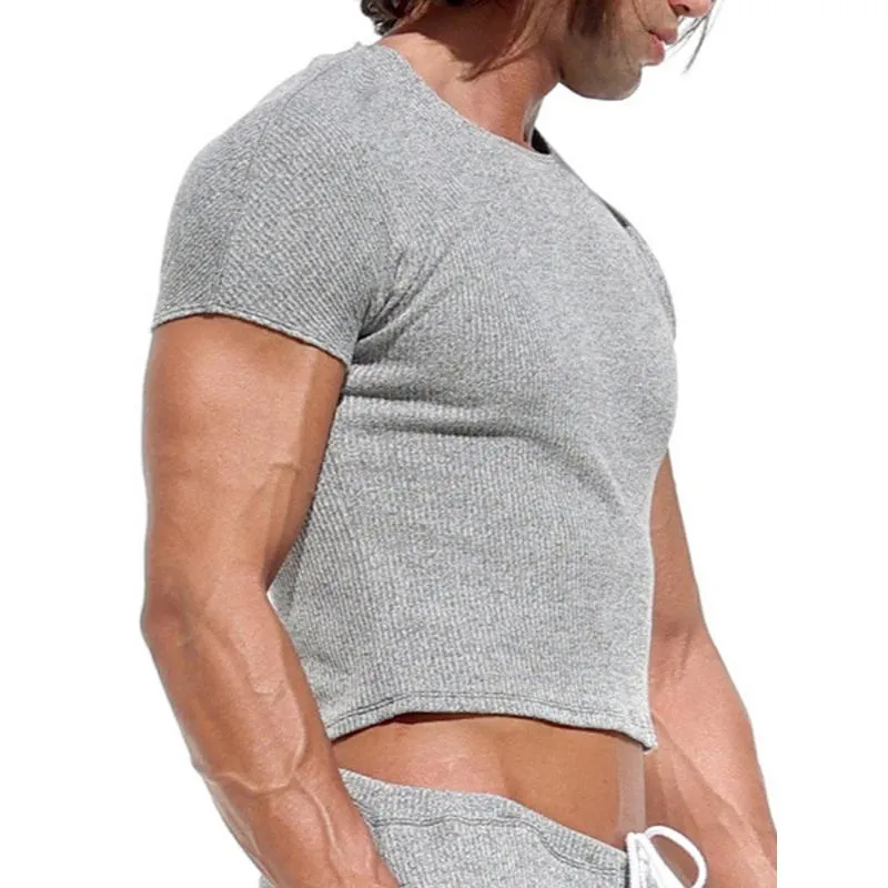 Men's Casual Solid Color Round Neck Short Sleeve Tight T-Shirt 22478526M sold by Manly product image thumbnail 2