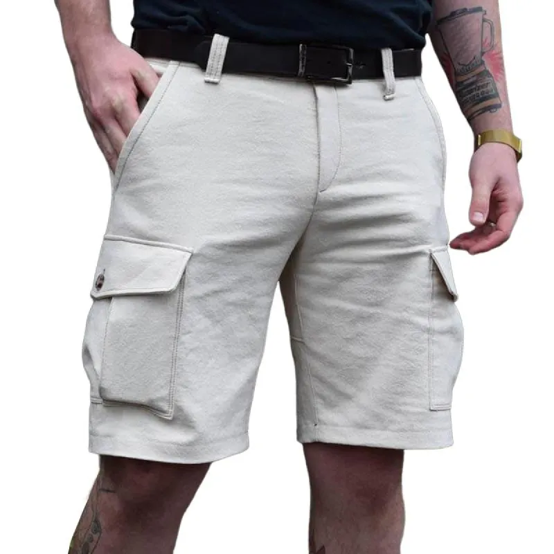 Men's Solid Multi-pocket Straight Cargo Shorts 36025460Z sold by Manly