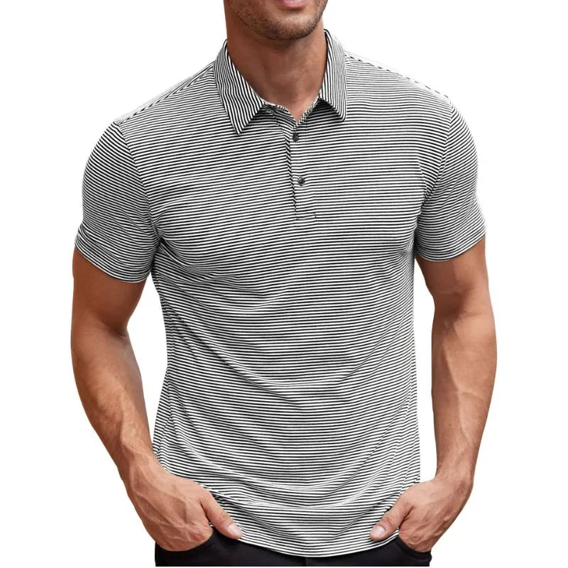Men's Casual Retro Stretch Striped Polo Shirt 76701738TO sold by Manly product image thumbnail 3