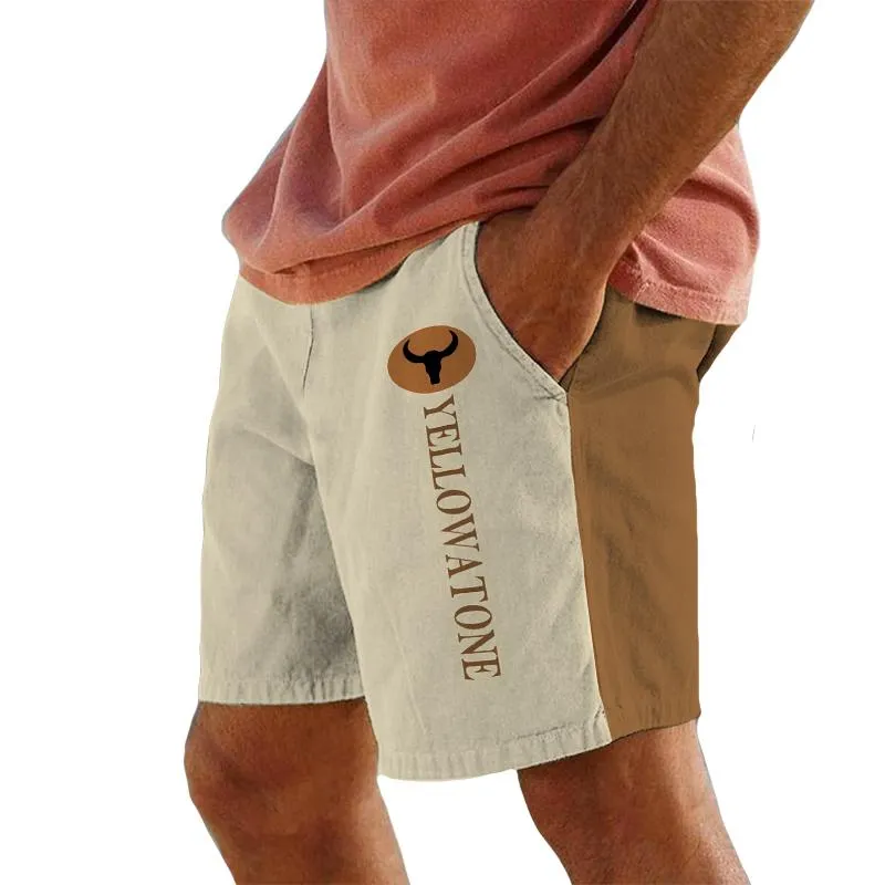 Men's Vintage Yellowstone Contrast Drawstring Beach Shorts 03236075TO sold by Manly
