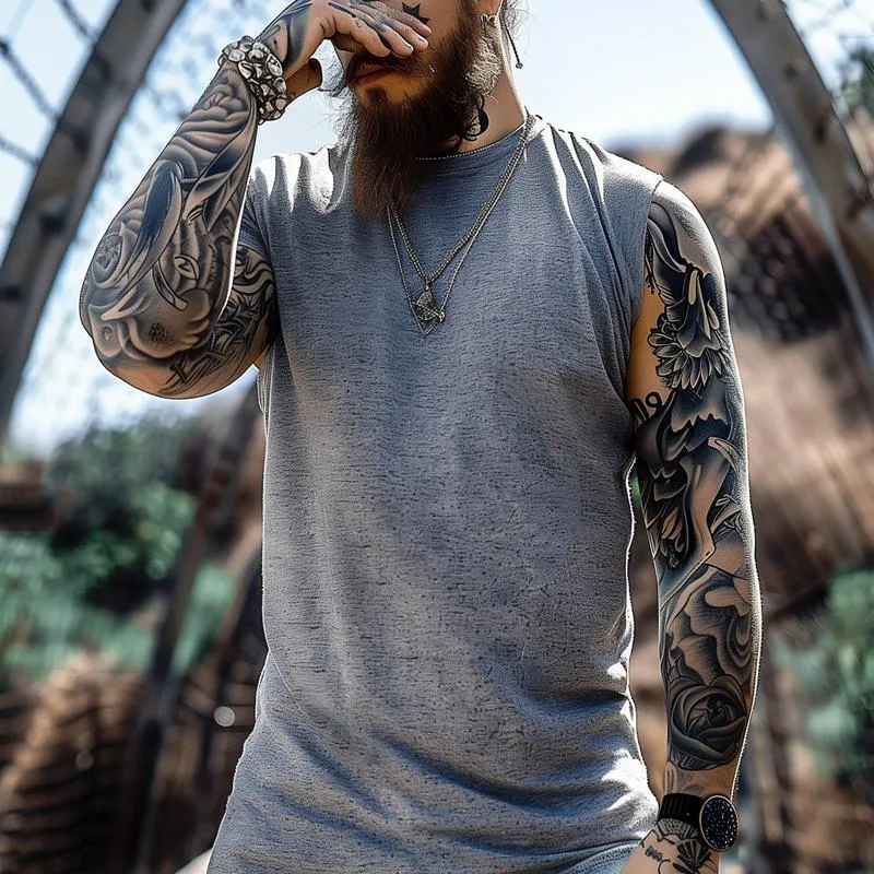 Men's Solid Round Neck Sleeveless Tank Top 96740961Z sold by Manly product image thumbnail 2