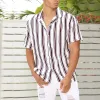 Men's Striped Print Short Sleeve Shirt 25405826Y sold by Manly