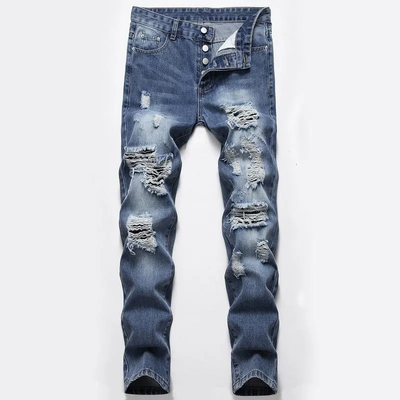 Men's Fashion Distressed Hole Slim Jeans 64867494Z sold by Manly product image thumbnail 3