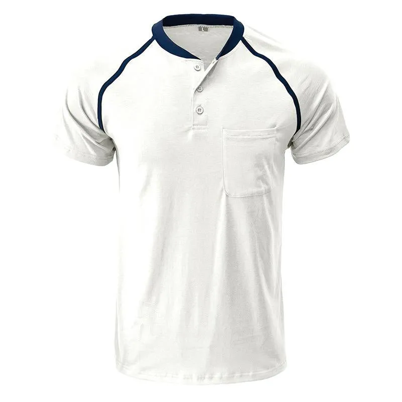 Men's Casual Solid Color Raglan Sleeve Henley Collar Short Sleeve T-Shirt 91071662Y sold by Manly product image thumbnail 5