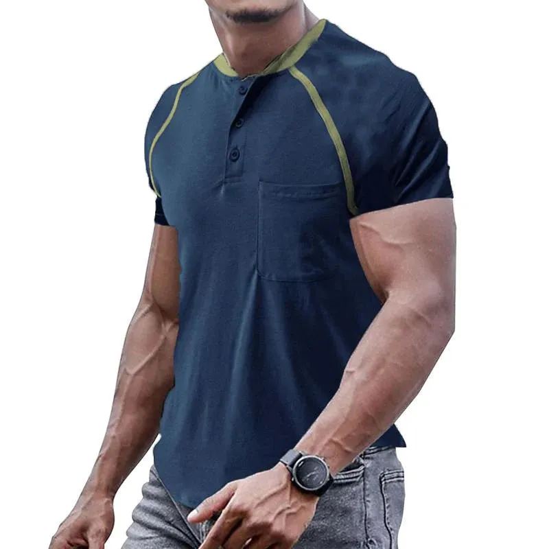 Men's Casual Solid Color Raglan Sleeve Henley Collar Short Sleeve T-Shirt 91071662Y sold by Manly product image thumbnail 3