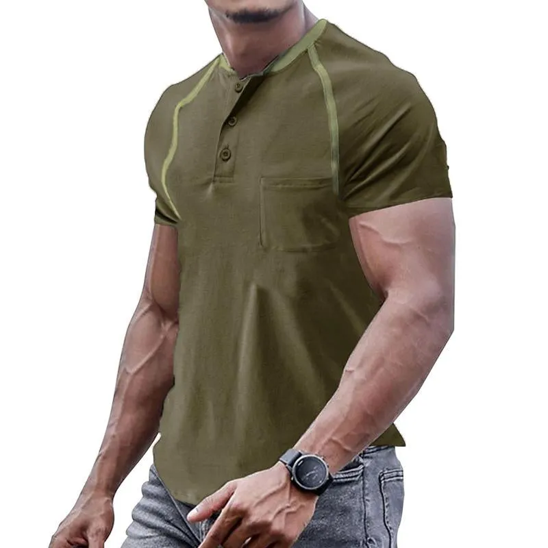 Men's Casual Solid Color Raglan Sleeve Henley Collar Short Sleeve T-Shirt 91071662Y sold by Manly product image thumbnail 2