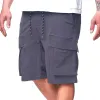 Men's Loose Drawstring Elastic Waist Multi-pocket Cargo Shorts 04913954Z sold by Manly