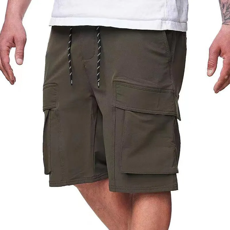 Men's Loose Drawstring Elastic Waist Multi-pocket Cargo Shorts 04913954Z sold by Manly