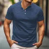 Men's Casual Cotton Blend Breathable Henley Neck Short Sleeve T-Shirt 52584377M sold by Manly
