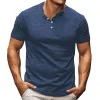 Men's Casual Cotton Blend Breathable Henley Neck Short Sleeve T-Shirt 52584377M sold by Manly