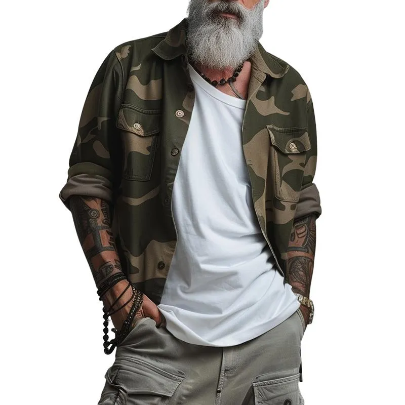 Men's Casual Vintage Camouflage Pocket Jacket 91610155TO sold by Manly