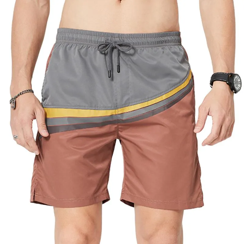 Men's Colorblock Loose Elastic Waist Sports Fitness Shorts 51420509Z sold by Manly