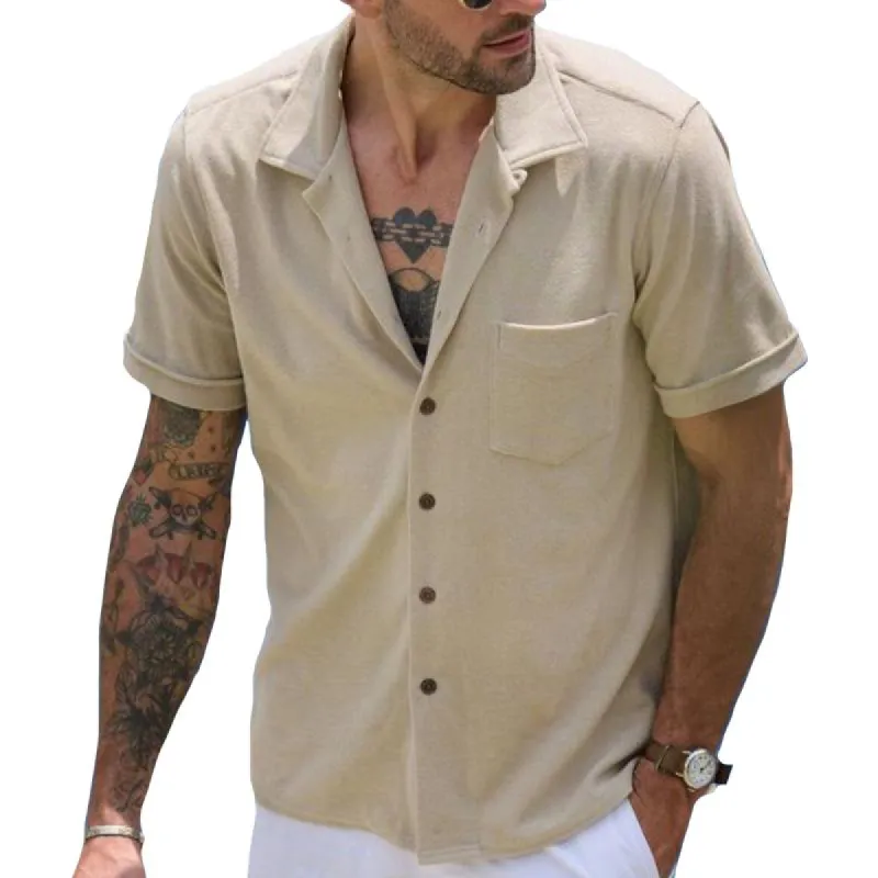 Men's Vintage Lapel Short Sleeve Shirt 34660018TO sold by Manly