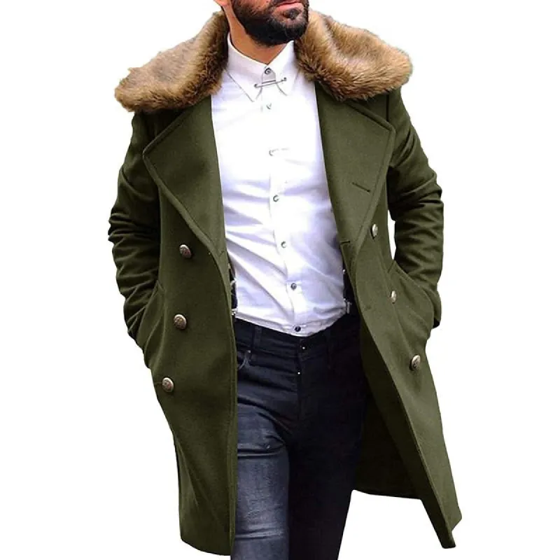 Men's Vintage Wool-Blend Wool Lapel Double-Breasted Slim Coat 10815951M sold by Manly