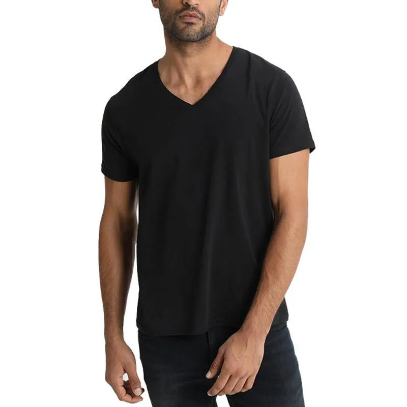 Men's Casual V-Neck Cotton Blend Breathable Short Sleeve Slim Fit T-Shirt 72350881M sold by Manly product image thumbnail 3