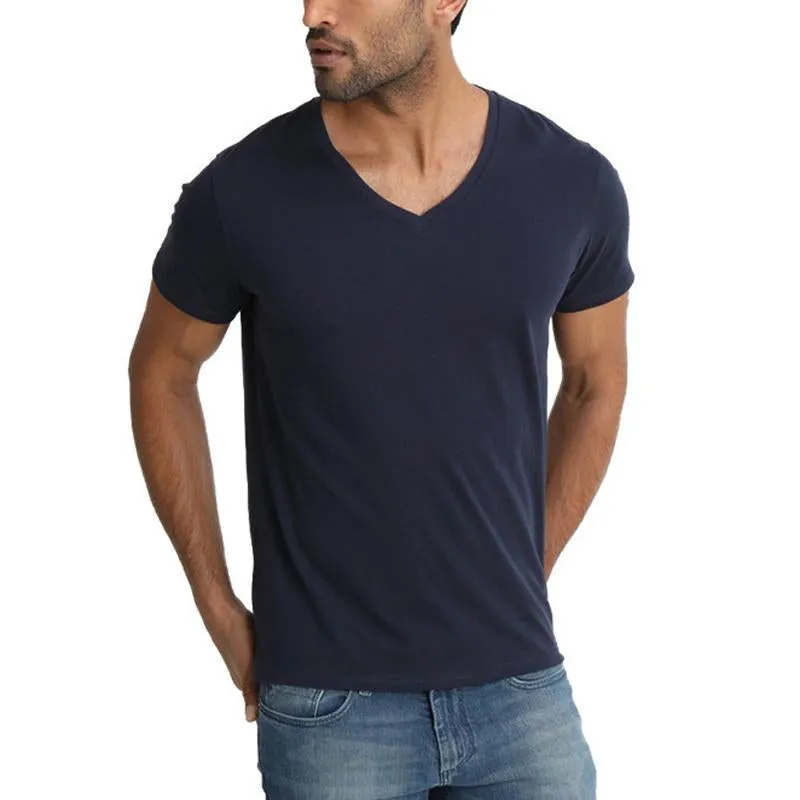 Men's Casual V-Neck Cotton Blend Breathable Short Sleeve Slim Fit T-Shirt 72350881M sold by Manly product image thumbnail 5