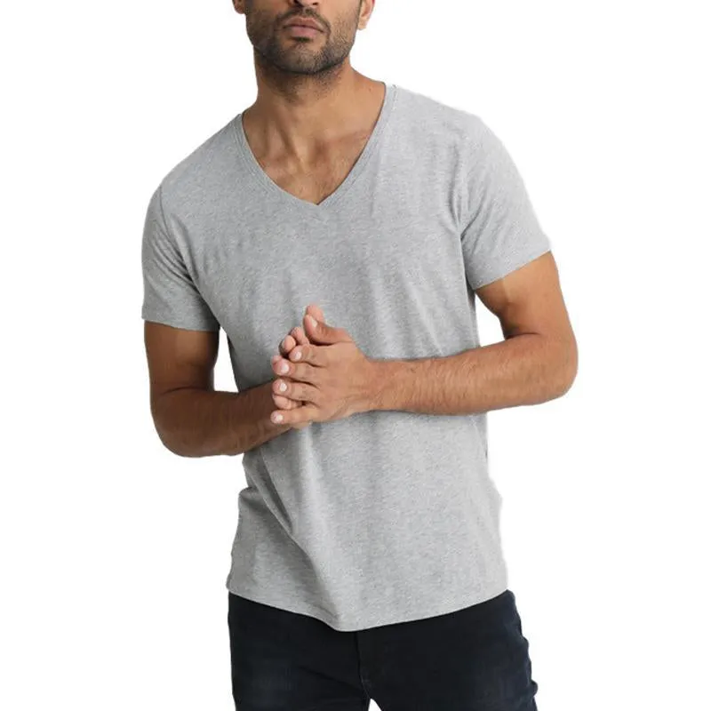 Men's Casual V-Neck Cotton Blend Breathable Short Sleeve Slim Fit T-Shirt 72350881M sold by Manly product image thumbnail 2