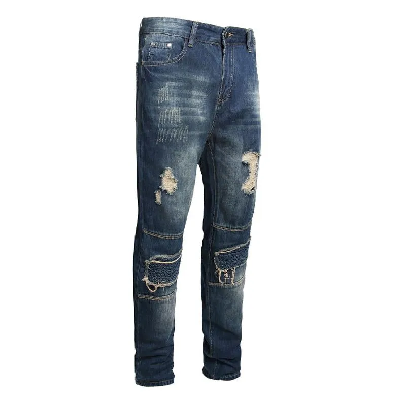 Men's Ripped Embroidered Denim Motorcycle Pants 93061315X sold by Manly product image thumbnail 3