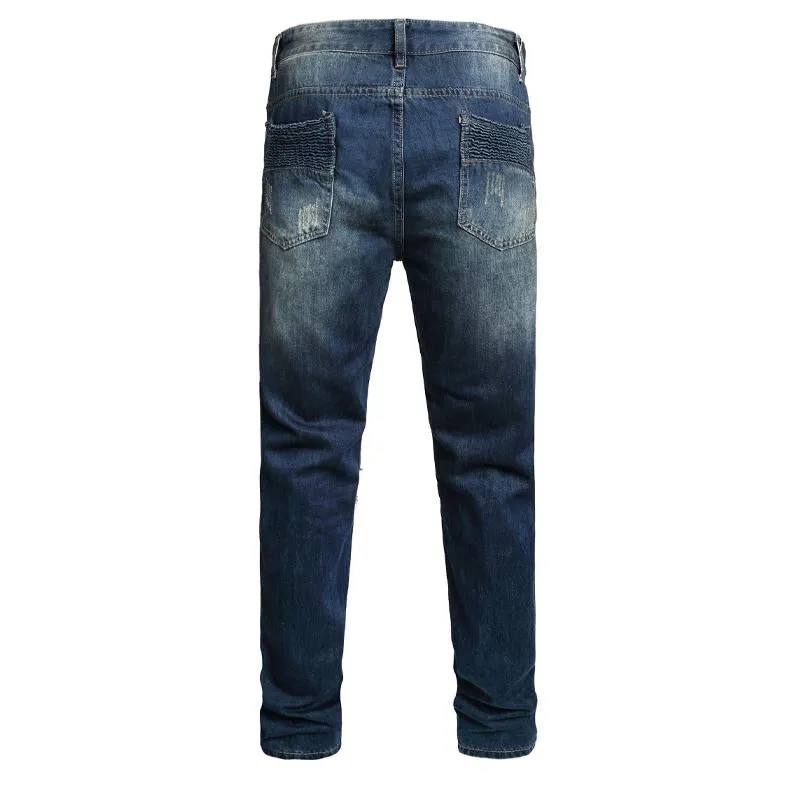 Men's Ripped Embroidered Denim Motorcycle Pants 93061315X sold by Manly product image thumbnail 2