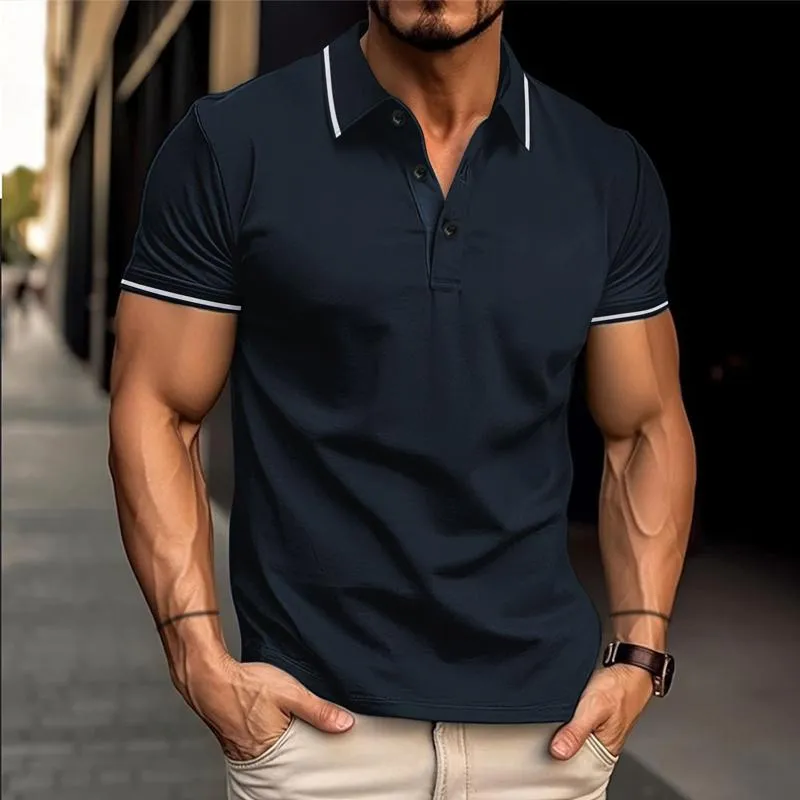 Men's Casual Solid Color Lapel Short Sleeve Polo Shirt 89081995Y sold by Manly product image thumbnail 5