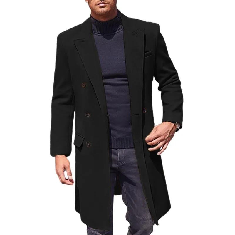 Men's Solid Color Double-breasted Mid-length Coat 40842413X sold by Manly product image thumbnail 3