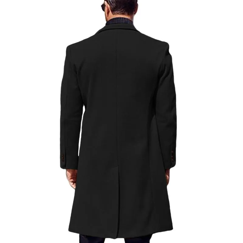 Men's Solid Color Double-breasted Mid-length Coat 40842413X sold by Manly product image thumbnail 4