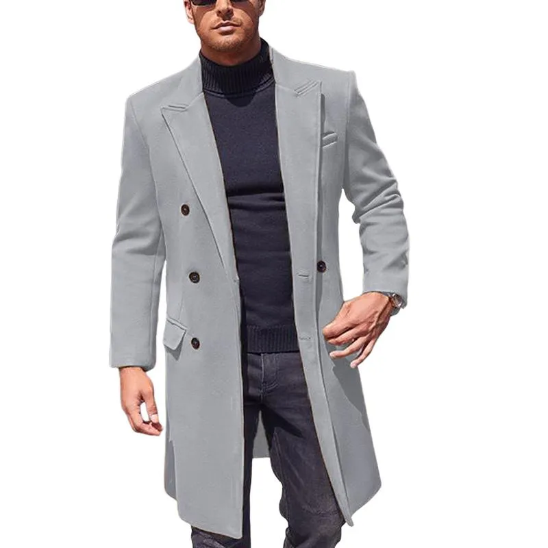 Men's Solid Color Double-breasted Mid-length Coat 40842413X sold by Manly