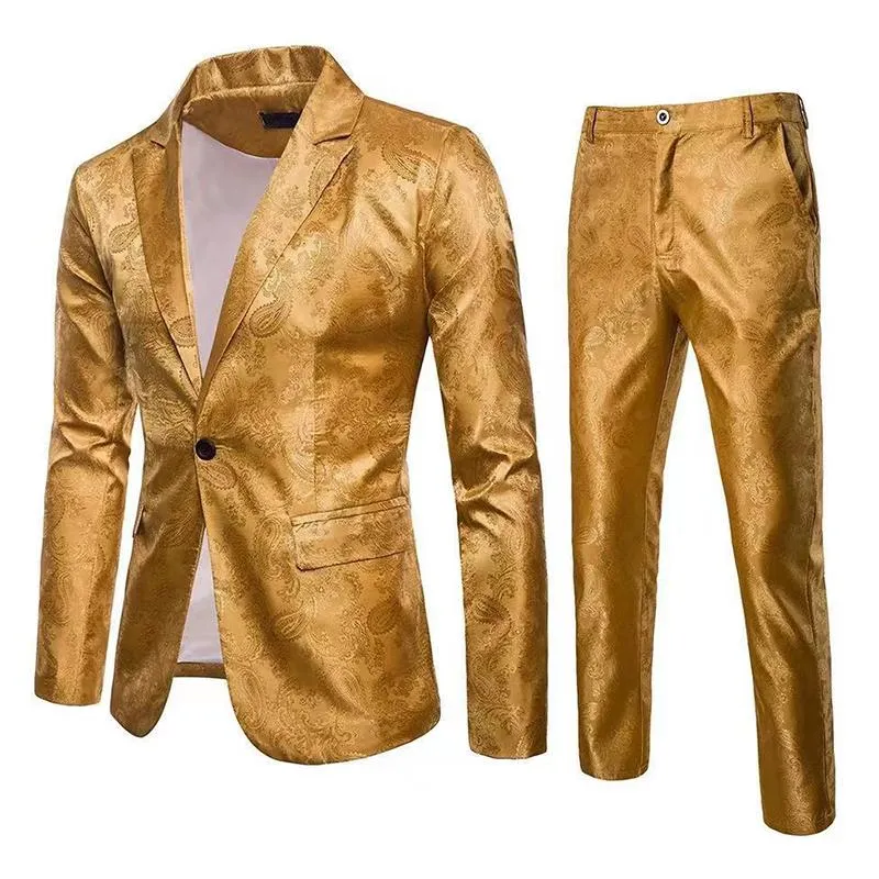 Men's Vintage Jacquard One Button Lapel Blazer Pants Set 70144621M sold by Manly product image thumbnail 3