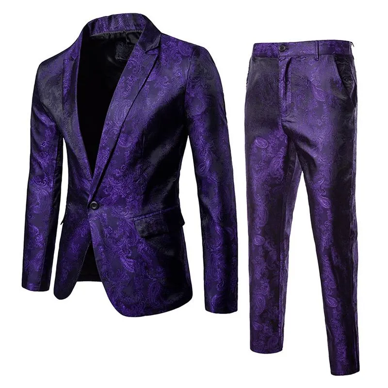 Men's Vintage Jacquard One Button Lapel Blazer Pants Set 70144621M sold by Manly product image thumbnail 4