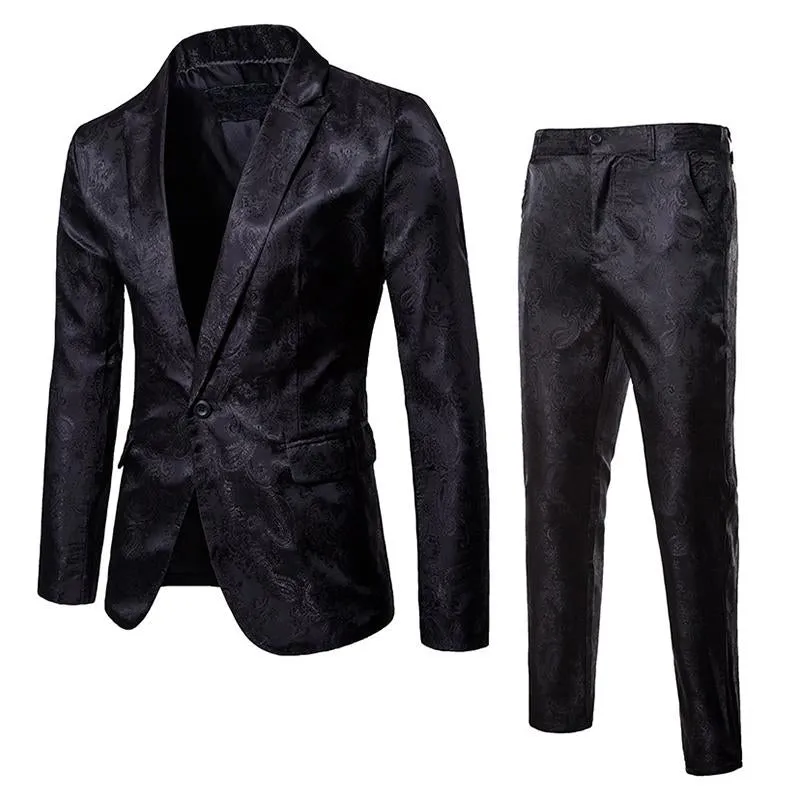 Men's Vintage Jacquard One Button Lapel Blazer Pants Set 70144621M sold by Manly product image thumbnail 2
