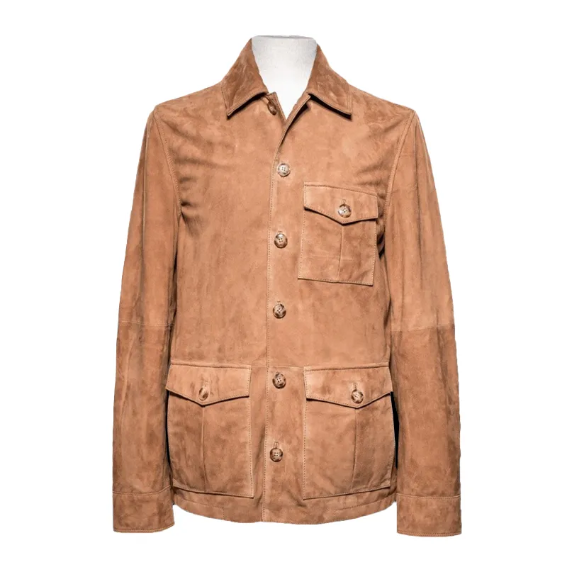 Men's Soft Suede Lapel Multi-pocket Single Breasted Jacket 50640652Z sold by Manly