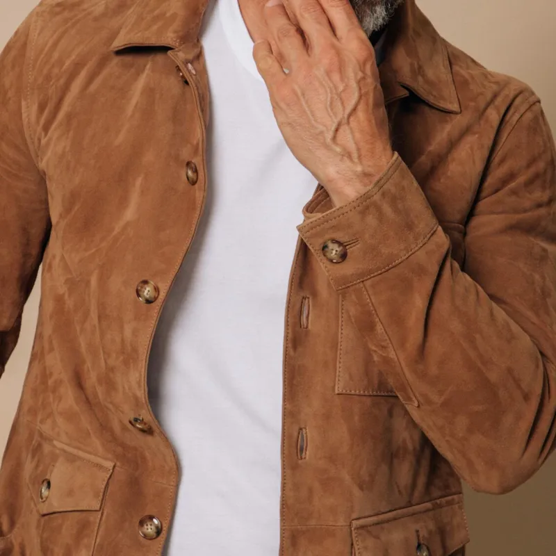 Men's Soft Suede Lapel Multi-pocket Single Breasted Jacket 50640652Z sold by Manly product image thumbnail 3