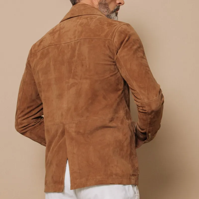 Men's Soft Suede Lapel Multi-pocket Single Breasted Jacket 50640652Z sold by Manly product image thumbnail 4