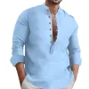 Men's Casual Solid Color Stand Collar Long Sleeve Shirt 24131951Y sold by Manly