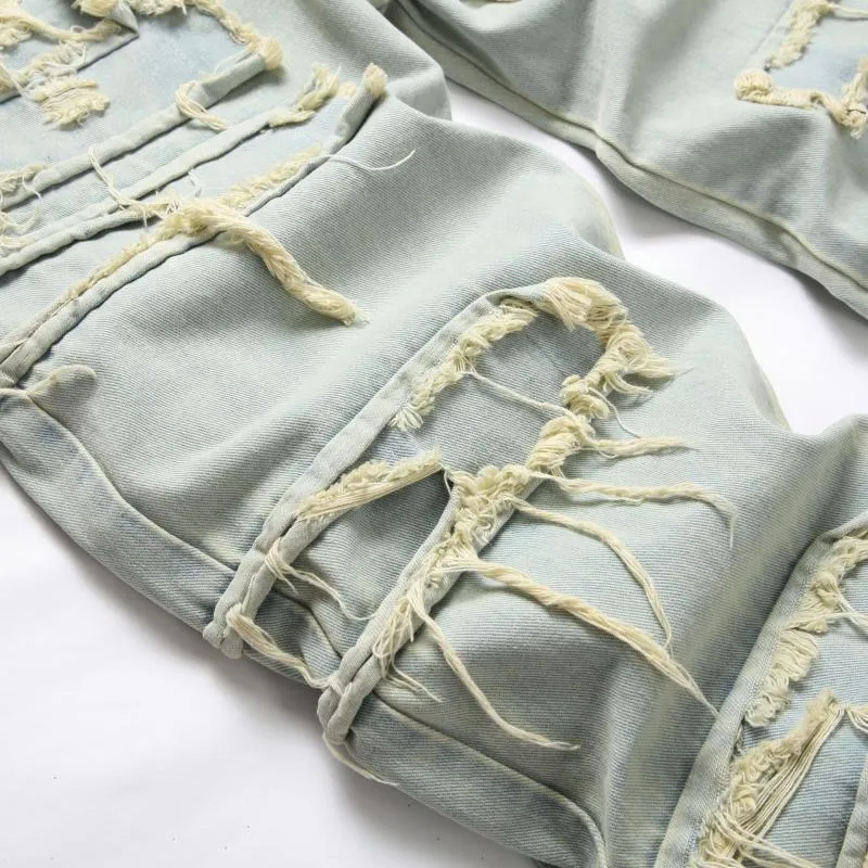 Men's Fashion Straight Distressed Raw Edge Jeans 68563505Z sold by Manly product image thumbnail 5