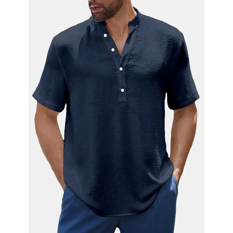 Men's Solid Henley Short Sleeve Shirt 95494679Y sold by Manly product image thumbnail 4