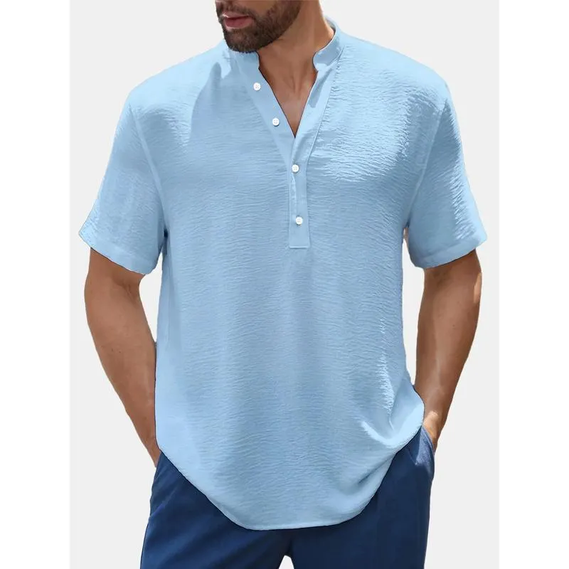 Men's Solid Henley Short Sleeve Shirt 95494679Y sold by Manly product image thumbnail 2
