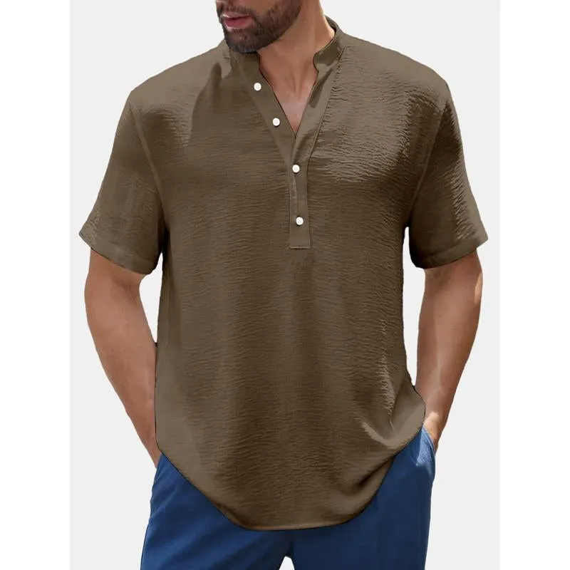 Men's Solid Henley Short Sleeve Shirt 95494679Y sold by Manly product image thumbnail 5