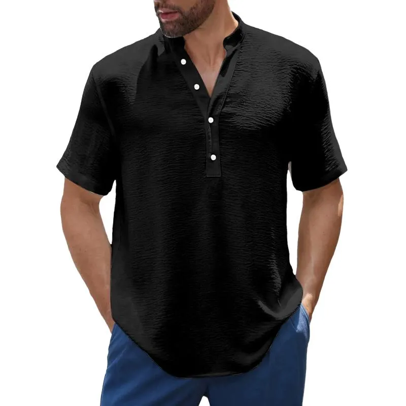 Men's Solid Henley Short Sleeve Shirt 95494679Y sold by Manly