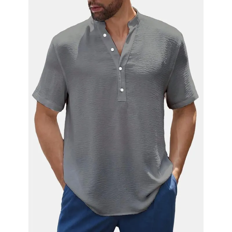 Men's Solid Henley Short Sleeve Shirt 95494679Y sold by Manly product image thumbnail 3