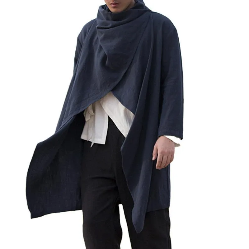 Men's Vintage Solid Color Cotton and Linen Long Cape 59226744TO sold by Manly
