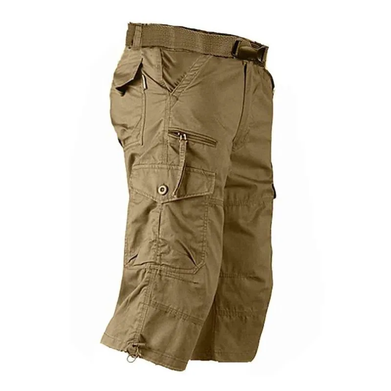 Men's Casual Multi-Pocket Loose Thin Outdoor Workwear Cropped Pants 01096374M sold by Manly