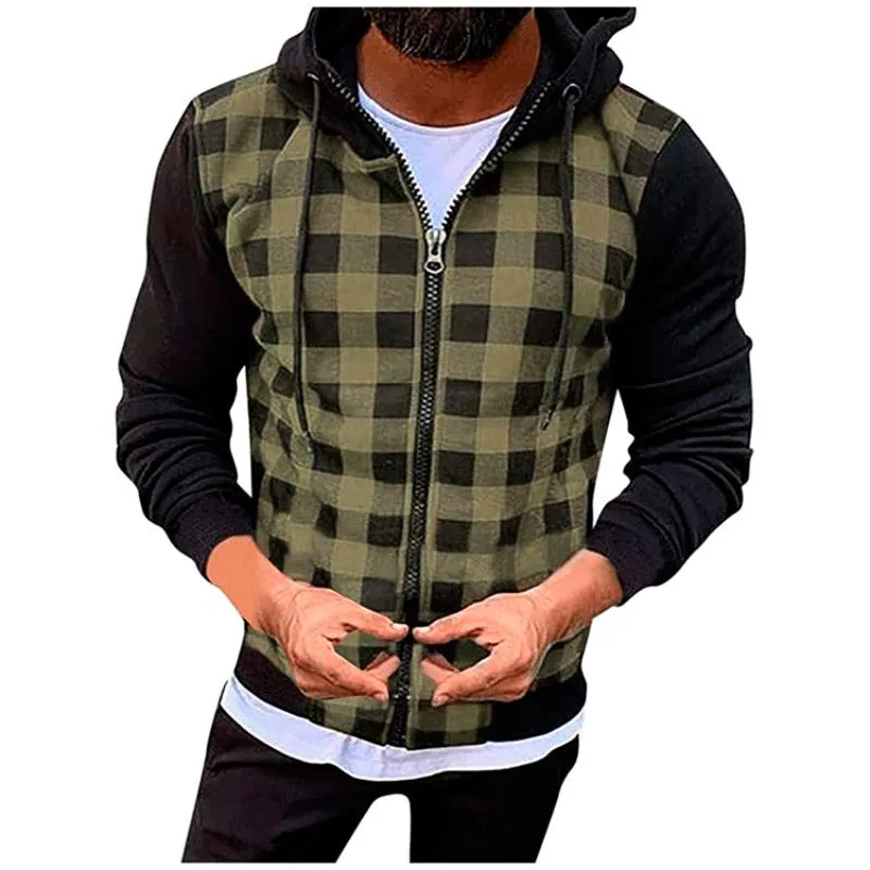 Men's Casual Plaid Hooded Sweatshirt Jacket 86530479TO sold by Manly